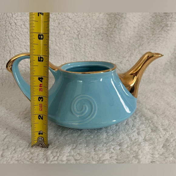 PEARL CHINA Co.(GUARANTED 22k GOLD TRIM) TEA POT ROBIN EGG BLUE, VINTAGE, NO LID - Picture 12 of 12